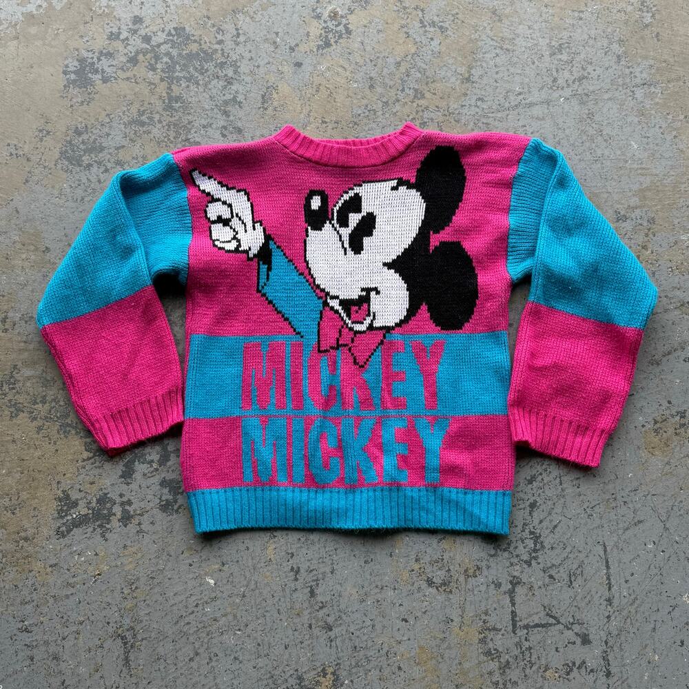 Vintage Disney Mickey Mouse Pink/Blue Knit Sweater
